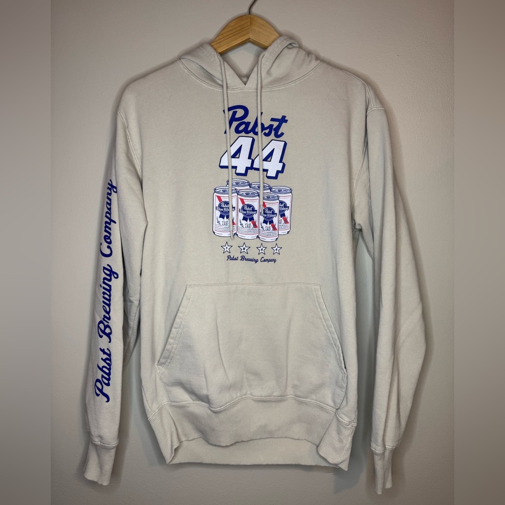 Pabst Blue Ribbon‎ Hoodie Mens Small PBR Beer Graphic Pullover Sweatshirt